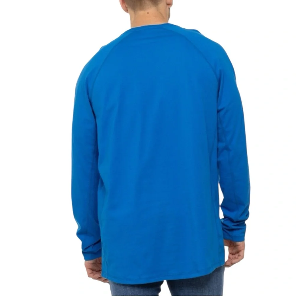 CARHARTT Classic Blue Crewneck w/ Pocket Sleeve Spellout Size Small — washed